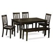 Pemberly Row 6-Piece Wood Dining Set with Faux Leather Seats in Cappuccino