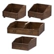 Pemberly Row Fir Wood Storage Box Set of 4 with Metal Handles in Brown