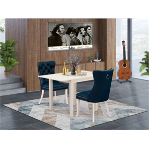 Pemberly Row 3-Piece Faux Leather Dining Set in Linen White/Navy
