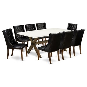 Pemberly Row 9-Piece Wood Dining Room Set with Distressed Legs