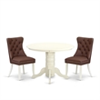 Pemberly Row 3-Piece Rubberwood Round Kitchen Set in White and Burgundy