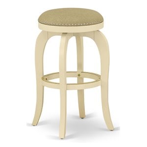 Pemberly Row 30&quot Backless Swivel Bar Stool with Linen White Finish