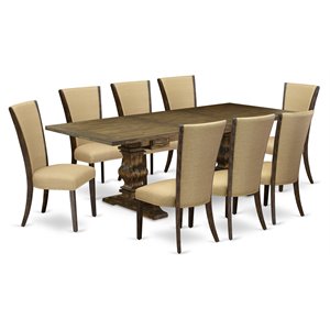 Pemberly Row 9-Piece Wood Dining Set in Distressed Jacobean Finish