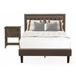 Pemberly Row 2-Piece Bedroom Set with Fabric Headboard in Antique Walnut