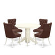 Pemberly Row 5-Piece Round Dining Set with Faux Leather Chairs in Burgundy