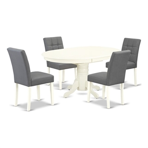 Pemberly Row 5-Piece Oval Dining Set in Platinum Gray Faux Leather
