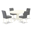 Pemberly Row 5-Piece Oval Dining Set in Platinum Gray Faux Leather