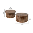 Pemberly Row Mango Wood Lattice Coffee Table Set of 2 in Brown