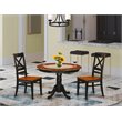 Pemberly Row 3-Piece Round Wood Dining Set with Chairs in Black & Cherry