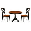 Pemberly Row 3-Piece Round Wood Dining Set with Chairs in Black & Cherry