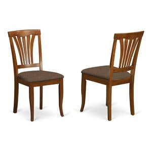 Pemberly Row Wood Dining Chairs in Saddle Brown Linen (Set of 2)