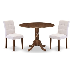 Pemberly Row 3-Piece Dining Set with Antique Walnut Table & Chairs