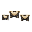 Pemberly Row Gold Aluminum Decorative Bowl Set of 3 with Black Stand
