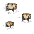Pemberly Row Gold Aluminum Decorative Bowl Set of 3 with Black Stand