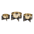 Pemberly Row Gold Aluminum Decorative Bowl Set of 3 with Black Stand