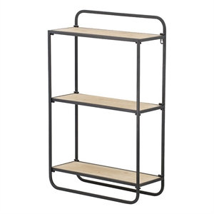 Pemberly Row 32&quot Wall Shelf with Black Iron Frame and Fir Wood Shelves