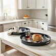 Pemberly Row 2 Piece Round Decorative Tray in Black & White Plaid Print