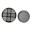 Pemberly Row 2 Piece Round Decorative Tray in Black & White Plaid Print