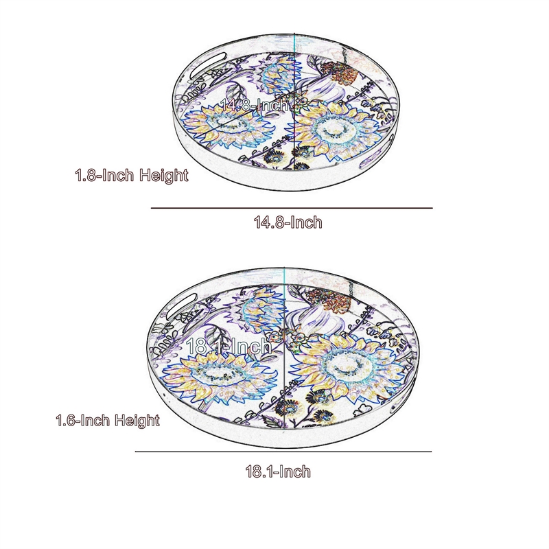 Pemberly Row 2 Piece Round Decorative Tray in Black & White Plaid Print