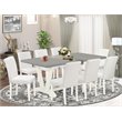 Pemberly Row 9-Piece Wood Dining Set with 8 Chairs in White and Cement