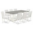 Pemberly Row 9-Piece Wood Dining Set with 8 Chairs in White and Cement