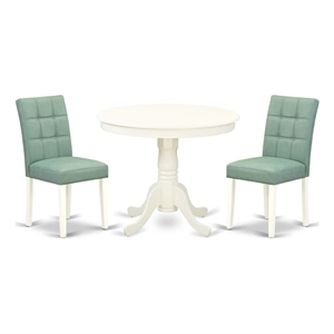 Pemberly Row 3-Piece Dining Table Set in Linen White and Willow Green