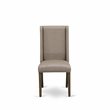 Pemberly Row Set of 2 Gray Fabric Dining Chairs in Jacobean Finish