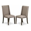 Pemberly Row Set of 2 Gray Fabric Dining Chairs in Jacobean Finish