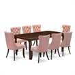 Pemberly Row 9-Piece Wood Dining Set with Upholstered Chairs in Mahogany