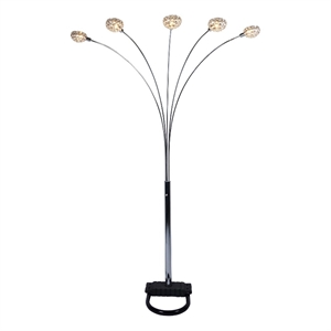 Pemberly Row 94&quot 5 Light Arc Floor Lamp with Crystal Accents in Chrome