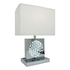 Pemberly Row 22&quot Table Lamp with White Fabric Shade and Chrome Base