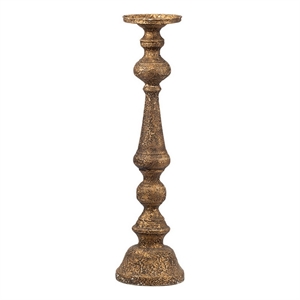 Pemberly Row 24&quot Pillar Candle Holder in Antique Brass Turned Pedestal