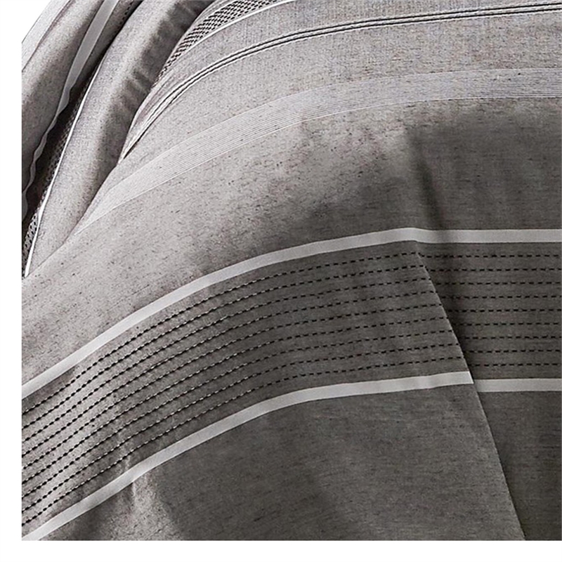 Pemberly Row 3 Piece Queen Comforter Set Striped Woven Jacquard in Gray
