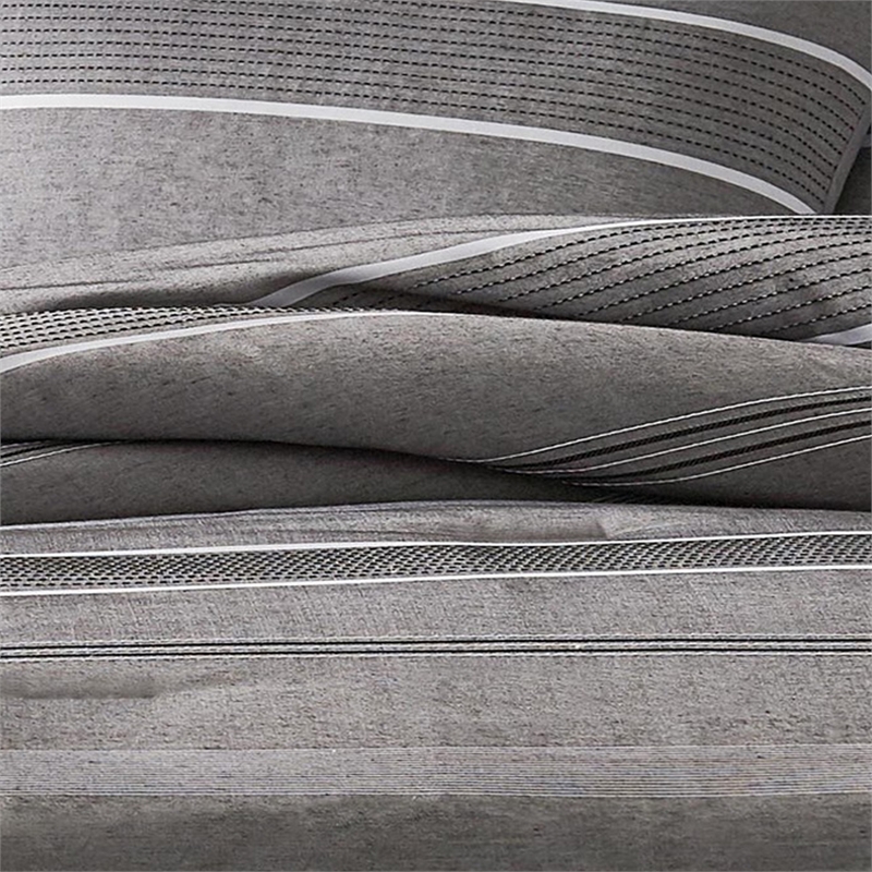 Pemberly Row 3 Piece Queen Comforter Set Striped Woven Jacquard in Gray