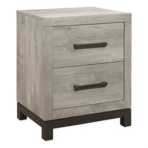 Pemberly Row 25&quot 2 Drawer Nightstand with Metal Handles in Wood Grain Gray