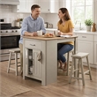Pemberly Row 3 Piece Counter Height Dining Table Kitchen Island with Stools