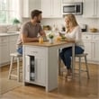 Pemberly Row 3 Piece Counter Height Dining Table Kitchen Island with Stools