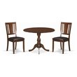 Pemberly Row 3-Piece Dining Set in Mahogany Finish with Leather Seat