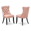 Pemberly Row Faux Leather Parson Dining Chairs in Beige Red (Set of 2)