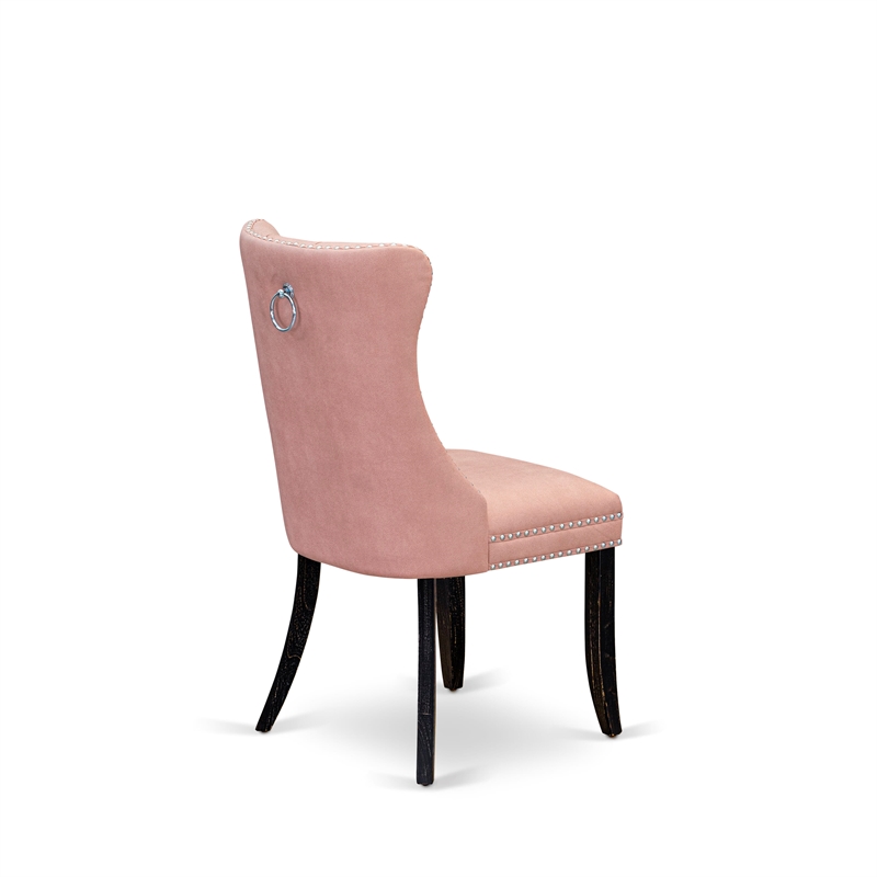 Pemberly Row Faux Leather Parson Dining Chairs in Beige Red (Set of 2)