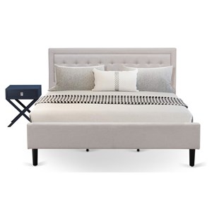 Pemberly Row 2-Piece Wood King Bedroom Set in Mist Beige/White