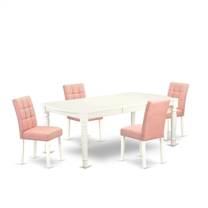 Pemberly Row 5-Piece Wood Dining Table Set in Linen White/Beige Red