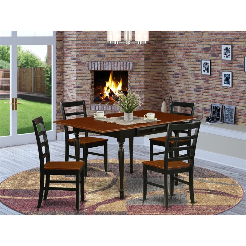 Pemberly Row 5-Piece Wood Dining Set in Black and Cherry Finish