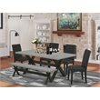 Pemberly Row 6-Piece Wood Dining Set in Cement and Black Finish