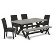 Pemberly Row 6-Piece Wood Dining Set in Cement and Black Finish
