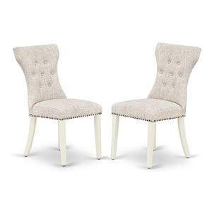 Pemberly Row 41-In High Back Fabric Dining Chairs in Linen White (Set of 2)