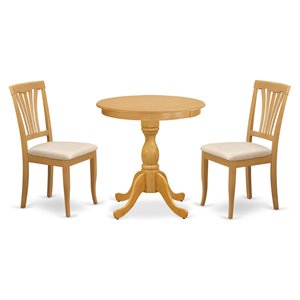 Pemberly Row 3-Piece Dining Set with Oak Finish and Fabric Chairs