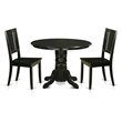 Pemberly Row 3-Piece Wood Dining Table and Chairs in Black Finish