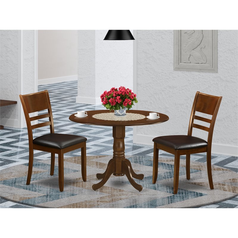 Pemberly Row 3-Piece Dining Set with Faux Leather Seats in Espresso