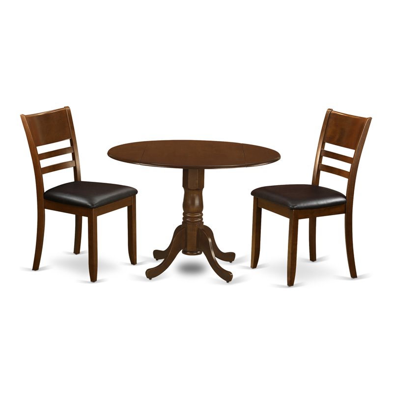 Pemberly Row 3-Piece Dining Set with Faux Leather Seats in Espresso